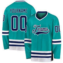 Загрузить изображение в средство просмотра галереи, Custom Aqua Navy-White Hockey Jersey