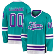 Загрузить изображение в средство просмотра галереи, Custom Aqua Purple-White Hockey Jersey