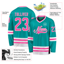 Загрузить изображение в средство просмотра галереи, Custom Aqua Pink-White Hockey Jersey