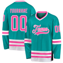 Загрузить изображение в средство просмотра галереи, Custom Aqua Pink-White Hockey Jersey
