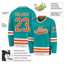 Загрузить изображение в средство просмотра галереи, Custom Aqua Orange-White Hockey Jersey