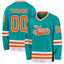 Загрузить изображение в средство просмотра галереи, Custom Aqua Orange-White Hockey Jersey