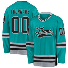 Загрузить изображение в средство просмотра галереи, Custom Aqua Black-Gray Hockey Jersey