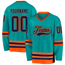 Загрузить изображение в средство просмотра галереи, Custom Aqua Navy-Orange Hockey Jersey