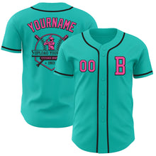 Laden Sie das Bild in den Galerie-Viewer, Custom Aqua Pink-Black Authentic Baseball Jersey