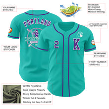 Laden Sie das Bild in den Galerie-Viewer, Custom Aqua Purple-White Authentic Baseball Jersey