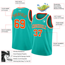Charger l'image dans la galerie, Custom Aqua Orange-White Authentic Basketball Jersey