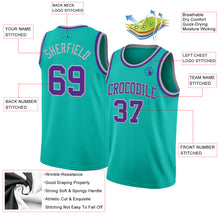 Charger l'image dans la galerie, Custom Aqua Purple-Gray Authentic Basketball Jersey