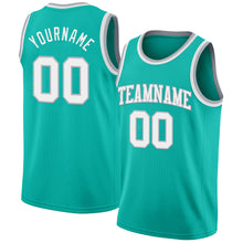 Charger l'image dans la galerie, Custom Aqua White-Gray Authentic Basketball Jersey