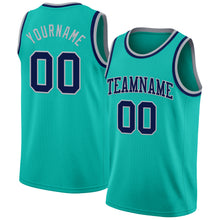 Charger l'image dans la galerie, Custom Aqua Navy-Gray Authentic Basketball Jersey