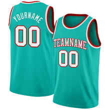 Charger l'image dans la galerie, Custom Aqua White-Red Authentic Basketball Jersey