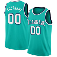 Charger l'image dans la galerie, Custom Aqua White-Navy Authentic Basketball Jersey