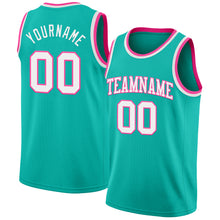 Charger l'image dans la galerie, Custom Aqua White-Pink Authentic Basketball Jersey