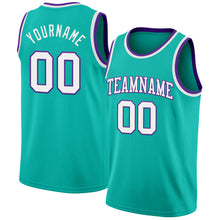 Charger l'image dans la galerie, Custom Aqua White-Purple Authentic Basketball Jersey