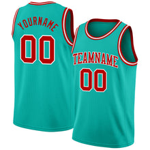 Charger l'image dans la galerie, Custom Aqua Red-White Authentic Basketball Jersey