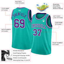 Charger l'image dans la galerie, Custom Aqua Purple-White Authentic Basketball Jersey