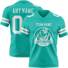 Load image into Gallery viewer, Custom Aqua White Authentic Football Jersey