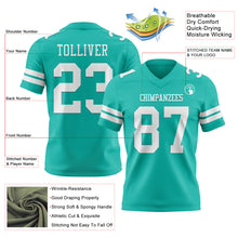 Load image into Gallery viewer, Custom Aqua White Authentic Football Jersey