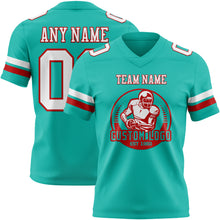 Load image into Gallery viewer, Custom Aqua White-Red Authentic Football Jersey