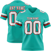Load image into Gallery viewer, Custom Aqua White-Red Authentic Football Jersey