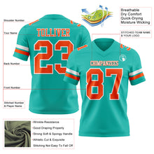 Load image into Gallery viewer, Custom Aqua Orange-White Authentic Football Jersey