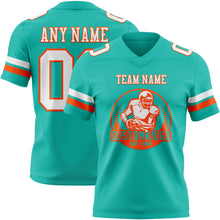 Charger l'image dans la galerie, Custom Aqua White-Orange Authentic Football Jersey