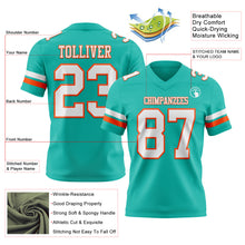 Charger l'image dans la galerie, Custom Aqua White-Orange Authentic Football Jersey
