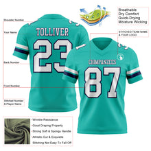 Load image into Gallery viewer, Custom Aqua White-Navy Authentic Football Jersey