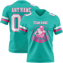 Charger l'image dans la galerie, Custom Aqua White-Pink Authentic Football Jersey