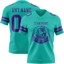 Laden Sie das Bild in den Galerie-Viewer, Custom Aqua Purple Authentic Football Jersey