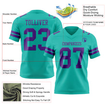 Laden Sie das Bild in den Galerie-Viewer, Custom Aqua Purple Authentic Football Jersey