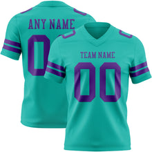Laden Sie das Bild in den Galerie-Viewer, Custom Aqua Purple Authentic Football Jersey