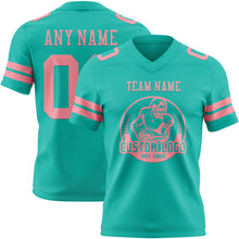 Charger l'image dans la galerie, Custom Aqua Medium Pink Authentic Football Jersey