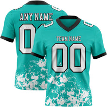 Charger l'image dans la galerie, Custom Aqua White-Black 3D Pattern Splash Authentic Football Jersey