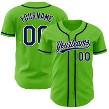 Load image into Gallery viewer, Custom Aurora Green Navy-White Authentic Baseball Jersey
