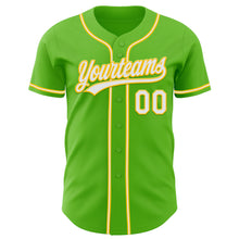 Load image into Gallery viewer, Custom Aurora Green White-Yellow Authentic Baseball Jersey