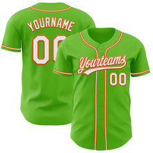Load image into Gallery viewer, Custom Aurora Green White-Orange Authentic Baseball Jersey