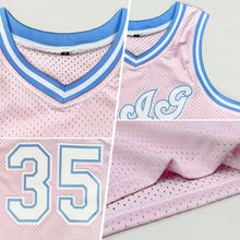 Laden Sie das Bild in den Galerie-Viewer, Custom Light Pink White-Light Blue Authentic Throwback Basketball Jersey