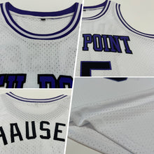 Загрузить изображение в средство просмотра галереи, Custom White Black-Purple Authentic Throwback Basketball Jersey