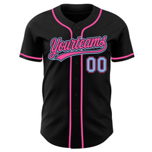 Load image into Gallery viewer, Custom Black Light Blue-Pink Authentic Baseball Jersey