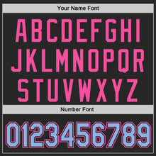 Load image into Gallery viewer, Custom Black Light Blue-Pink Authentic Baseball Jersey
