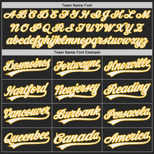 Load image into Gallery viewer, Custom Black White-Gold Authentic Baseball Jersey