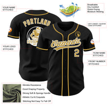 Load image into Gallery viewer, Custom Black Old Gold-White Authentic Baseball Jersey