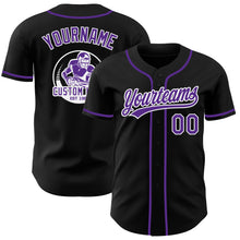 Load image into Gallery viewer, Custom Black Purple-White Authentic Baseball Jersey