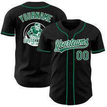 Load image into Gallery viewer, Custom Black Kelly Green-White Authentic Baseball Jersey