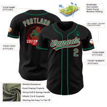 Load image into Gallery viewer, Custom Black Kelly Green White-Red Authentic Baseball Jersey