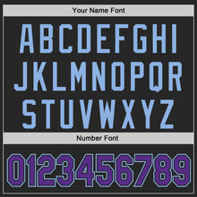 Load image into Gallery viewer, Custom Black Purple-Light Blue Authentic Baseball Jersey