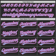 Load image into Gallery viewer, Custom Black Light Blue-Pink Authentic Baseball Jersey