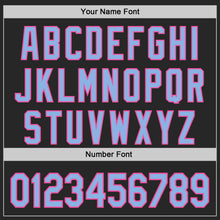 Load image into Gallery viewer, Custom Black Light Blue-Pink Authentic Baseball Jersey