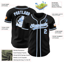 Laden Sie das Bild in den Galerie-Viewer, Custom Black Light Blue-White Authentic Baseball Jersey